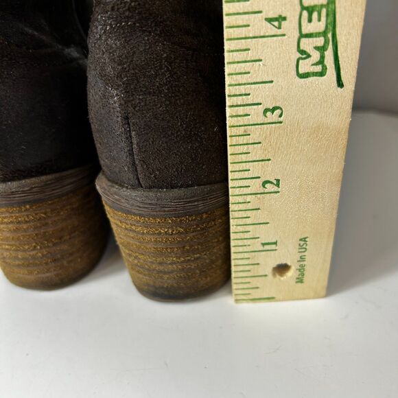 Donald J. Pliner Darua Dark Brown Distressed Suede Block Heel Ankle Boots Size 6 - Picture 11 of 11